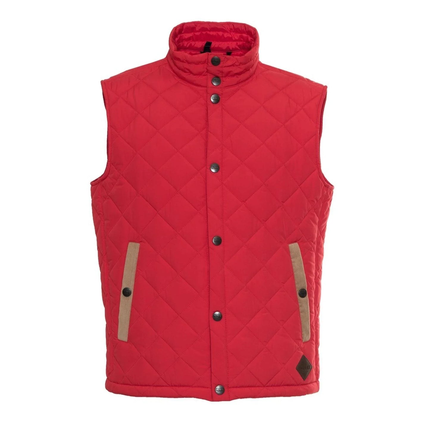 Men Puffer Vest - Insulated - Mandarin Collar Red -Guocali