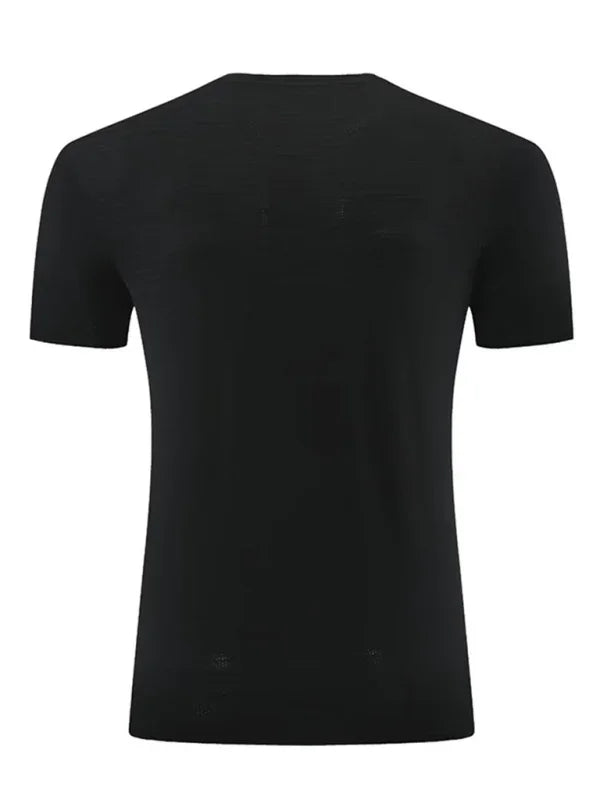 Men Round-Neck Short-Sleeves T-Shirt – Moisture-Wicking - Black -Guocali