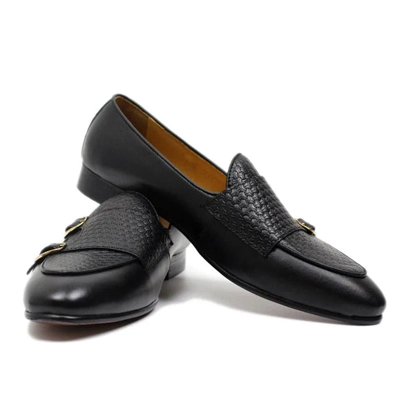 Men's Loafers - Monk Strap Shoes - Leather