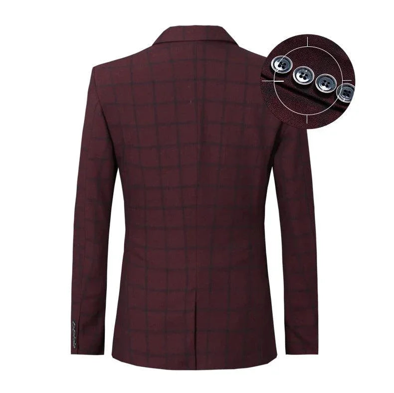 Men's Suit Jacket - Breathable Blazer, Red, Gray