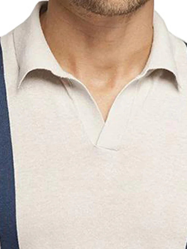 Men Short Sleeves Casual Polo Shirt – Lightweight - Beige, Blue -Guocali