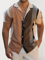 Men Short Sleeves Casual Shirt – Wrinkle-Resistant - White -Guocali