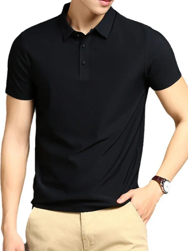Men Short Sleeves Polo Shirt – Stretchable - White -Guocali