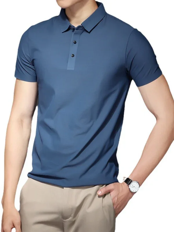Men Short Sleeves Polo Shirt – Stretchable - White -Guocali