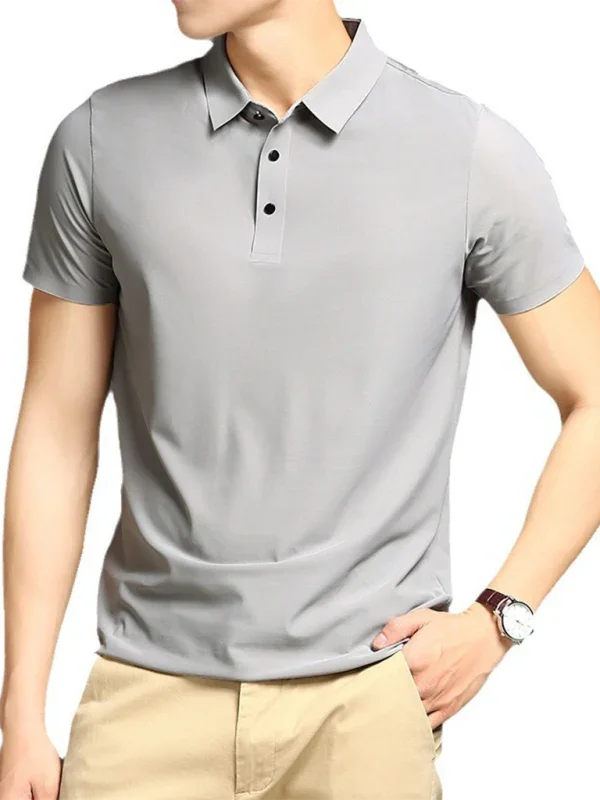 Men Short Sleeves Polo Shirt – Stretchable - White -Guocali