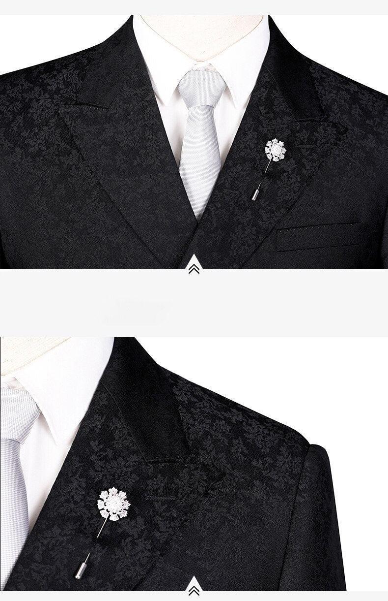 Men Suit - Jacquard Double-Breasted Suit - Double-Breasted Suit - Guocali