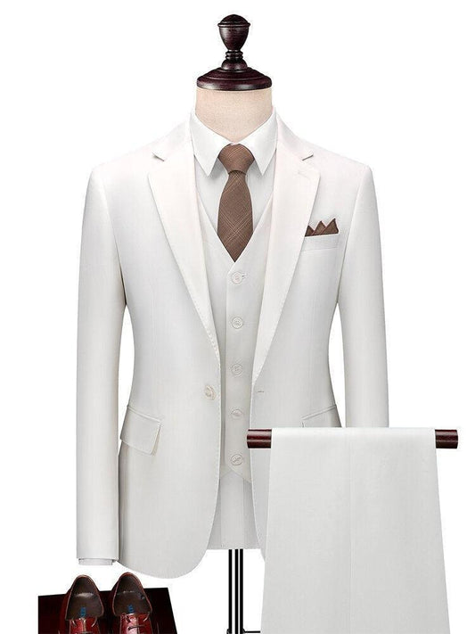 Men Suit - Marcus White Wedding 3-Piece Suit - 3-Piece Suit - Guocali