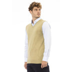 Men Sweater Vest - Lightweight - V-Neck Beige -Guocali
