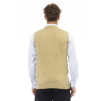 Men Sweater Vest - Lightweight - V-Neck Beige -Guocali