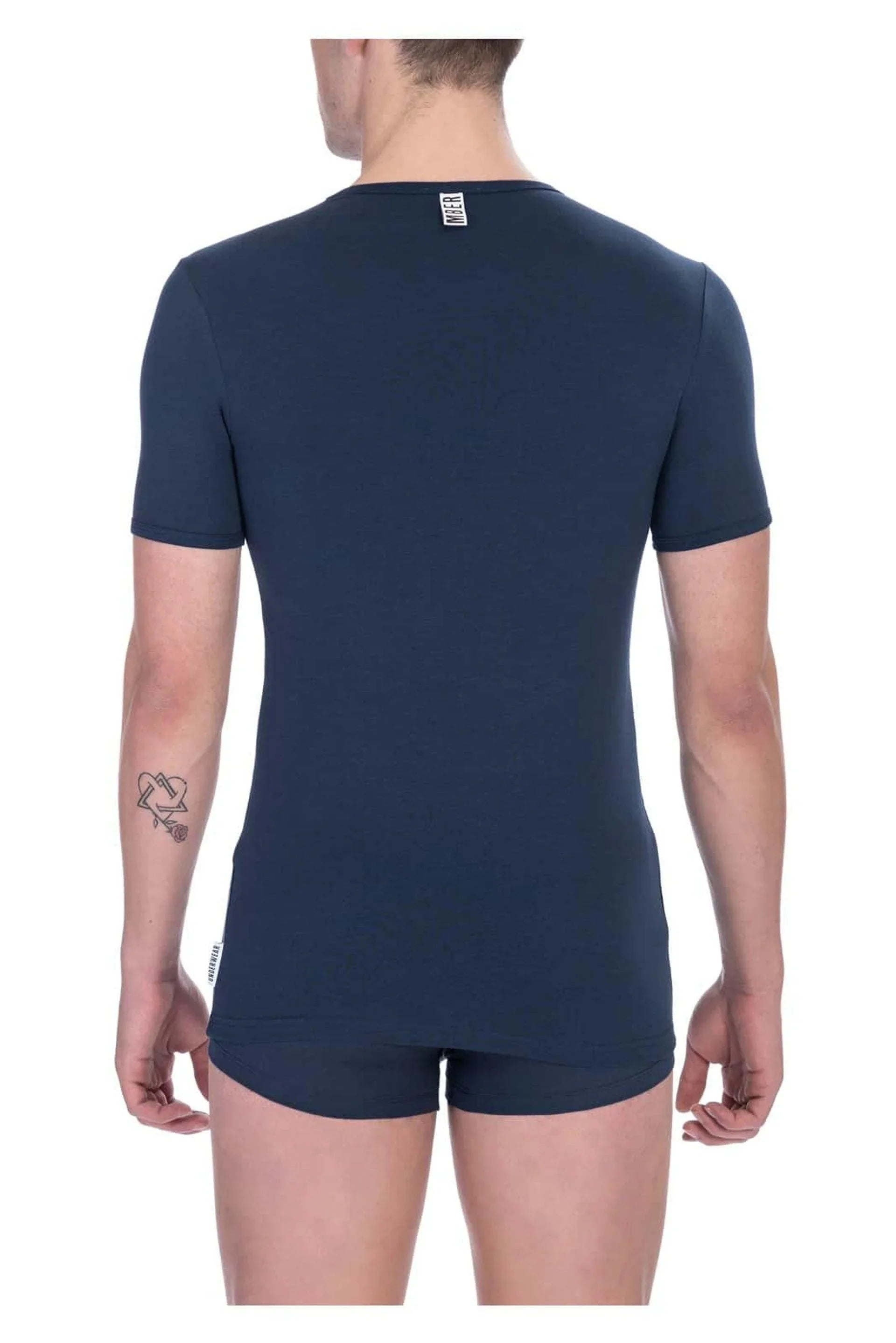 Men Underwear T-shirts - Stretchable - Short-Sleeves Navy -Guocali