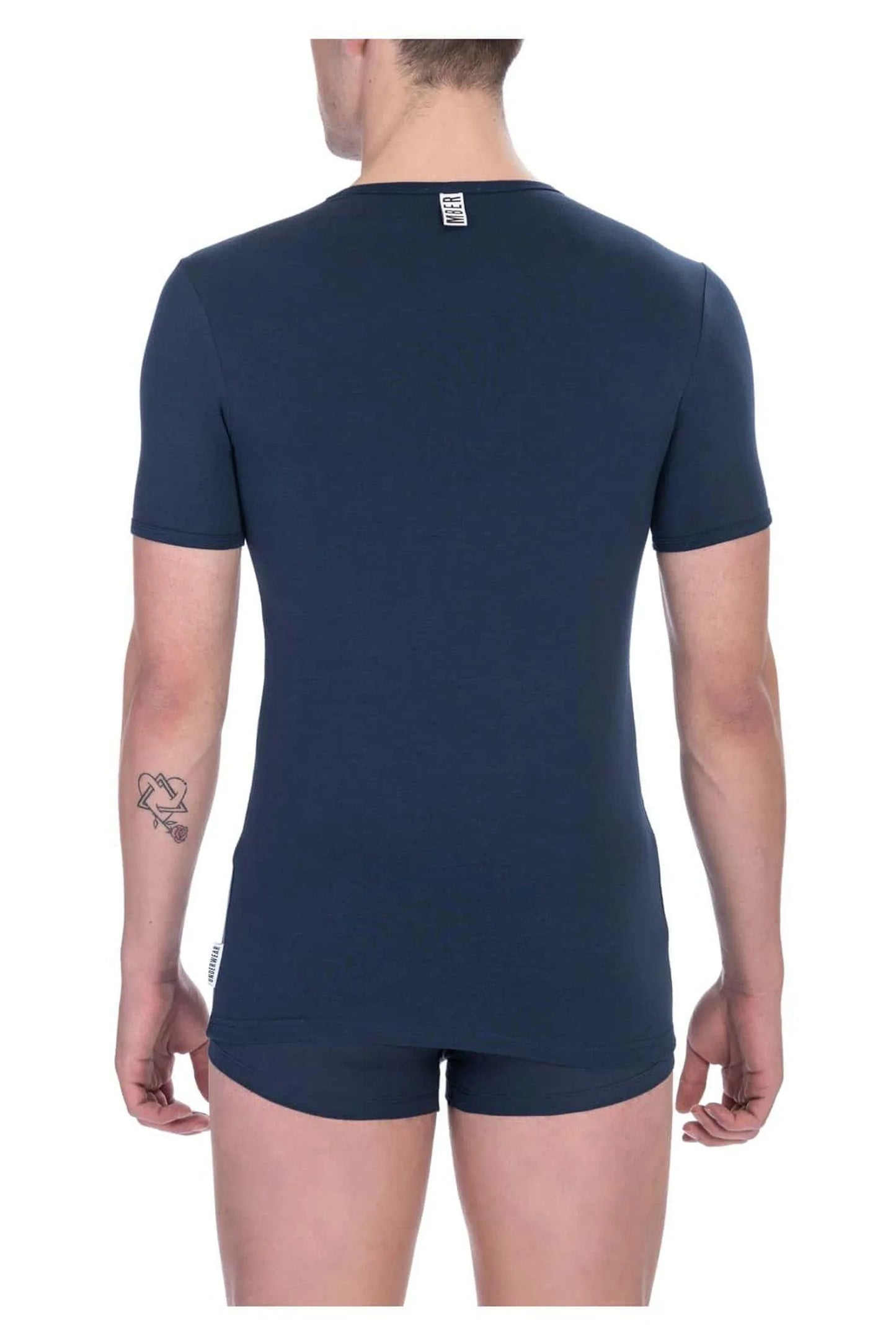 Men Underwear T-shirts - Stretchable - Short-Sleeves Navy -Guocali
