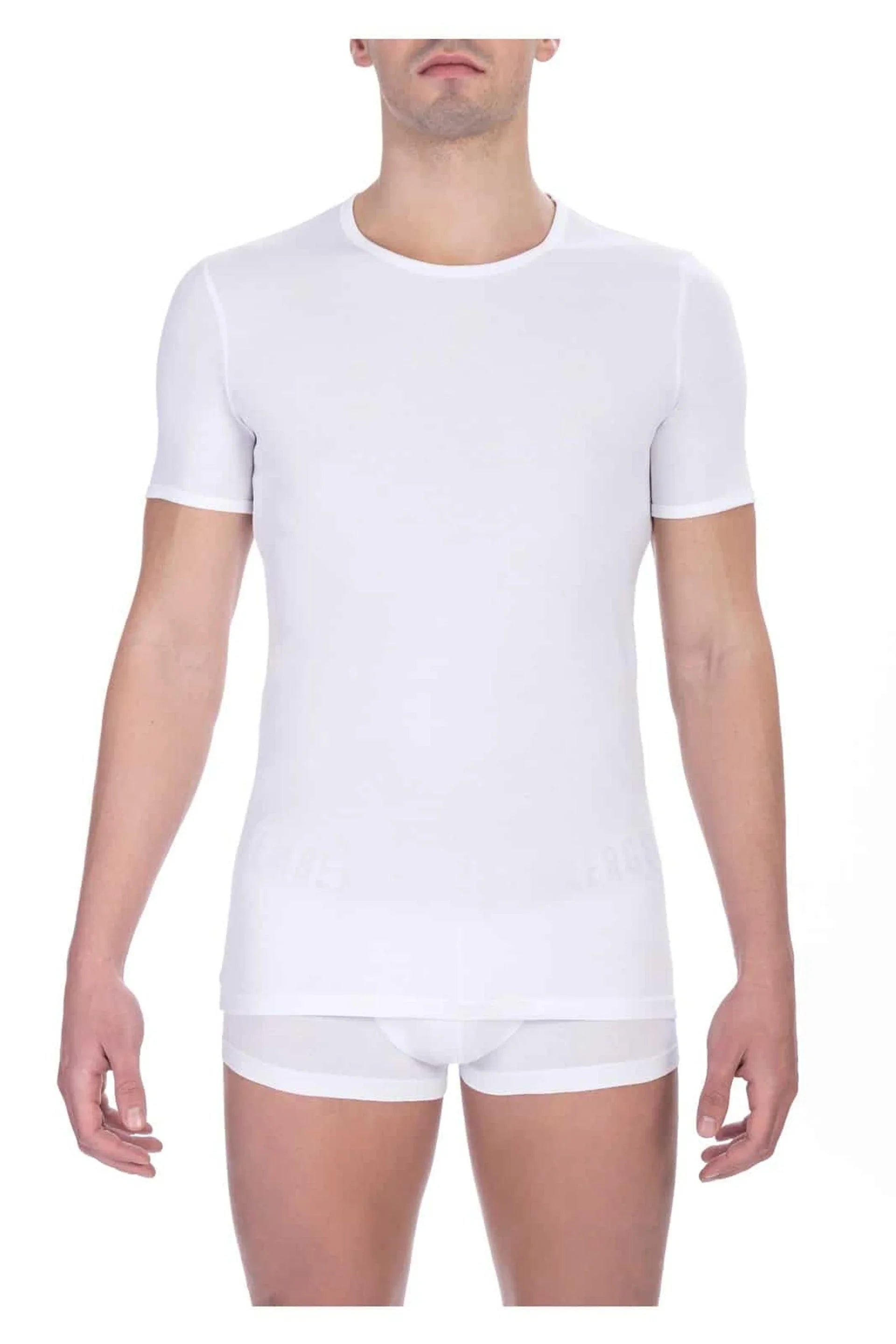 Men Underwear T-shirts - Stretchable - Short-Sleeves White -Guocali