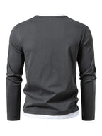 Men V-Neck Long-Sleeves T-Shirt – Stretchable - Gray, White -Guocali