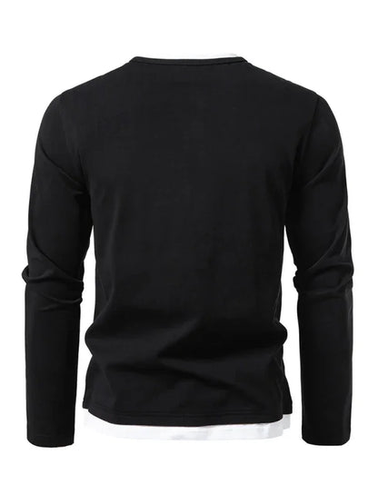 Men V-Neck Long-Sleeves T-Shirt – Stretchable - Gray, White -Guocali