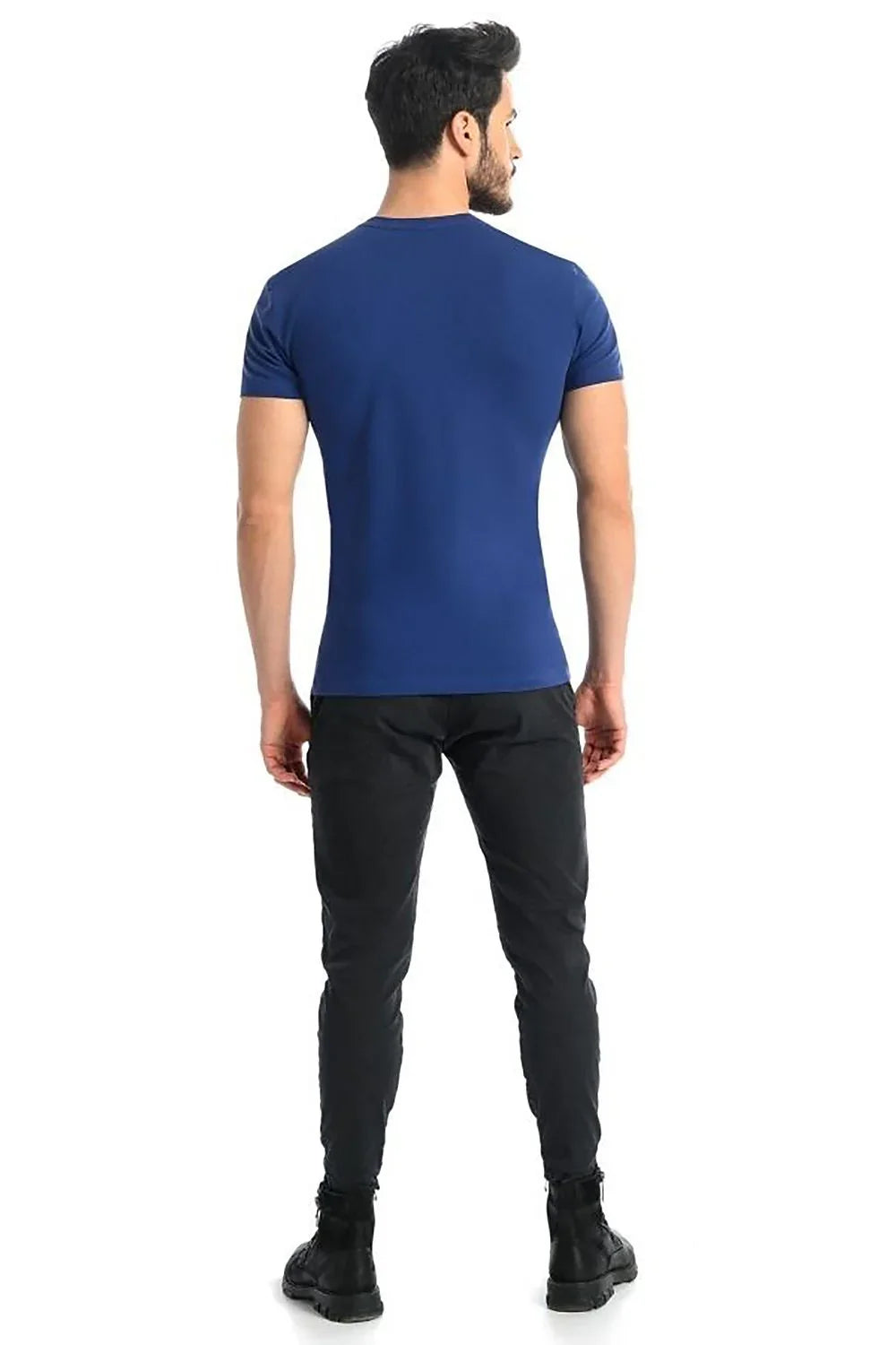 Men V-Neck Short-Sleeves T-Shirt – Breathable - Blue -Guocali