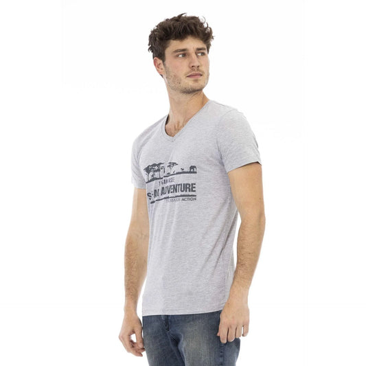 Men V-Neck Short-Sleeves T-Shirt – Breathable - Gray -Guocali