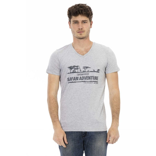 Men V-Neck Short-Sleeves T-Shirt – Breathable - Gray -Guocali