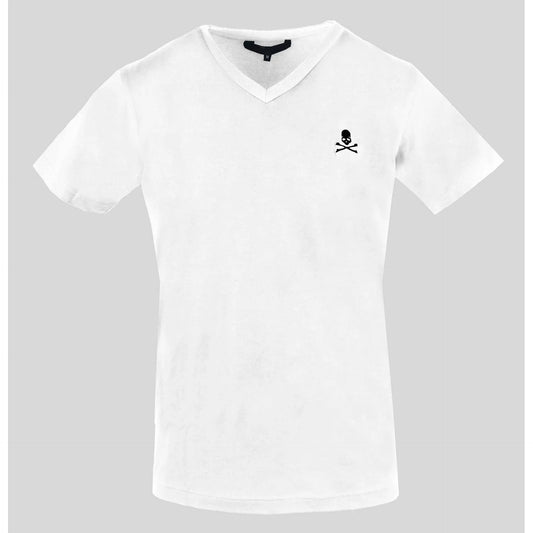 Men V-Neck Short-Sleeves T-Shirt – Stretchable - White -Guocali