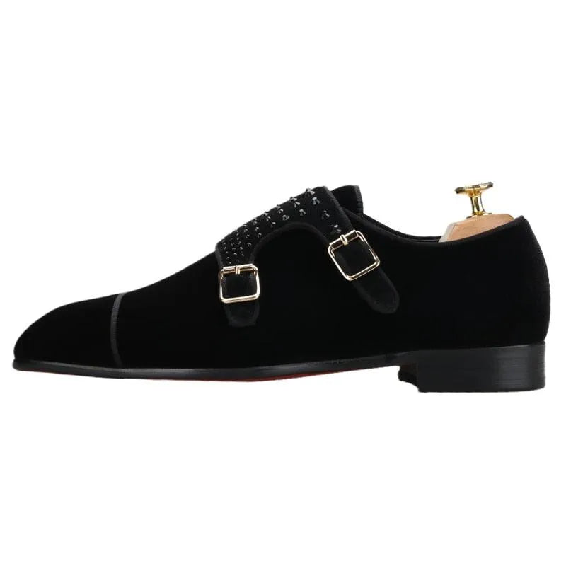 Men Slipper Dress Loafers - Buckles Monk Strap Formal Dress Shoes