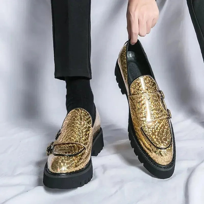 Men's Chunky Monk Strap Dress Loafers – Loafers | GUOCALI – view 5