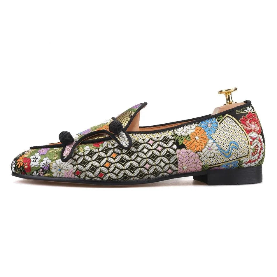 Men's Embroidered Slipper Monk Strap Dress Loafers – Monk Strap Shoes | GUOCALI – view 2