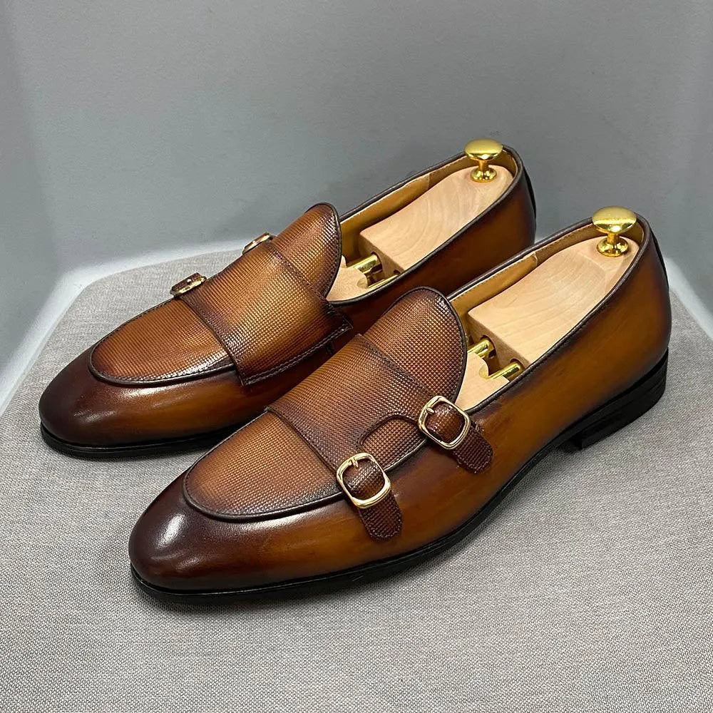 Men's Gradient Slip-On Monk Strap Dress Loafers – Monk Strap Shoes | GUOCALI – view 4