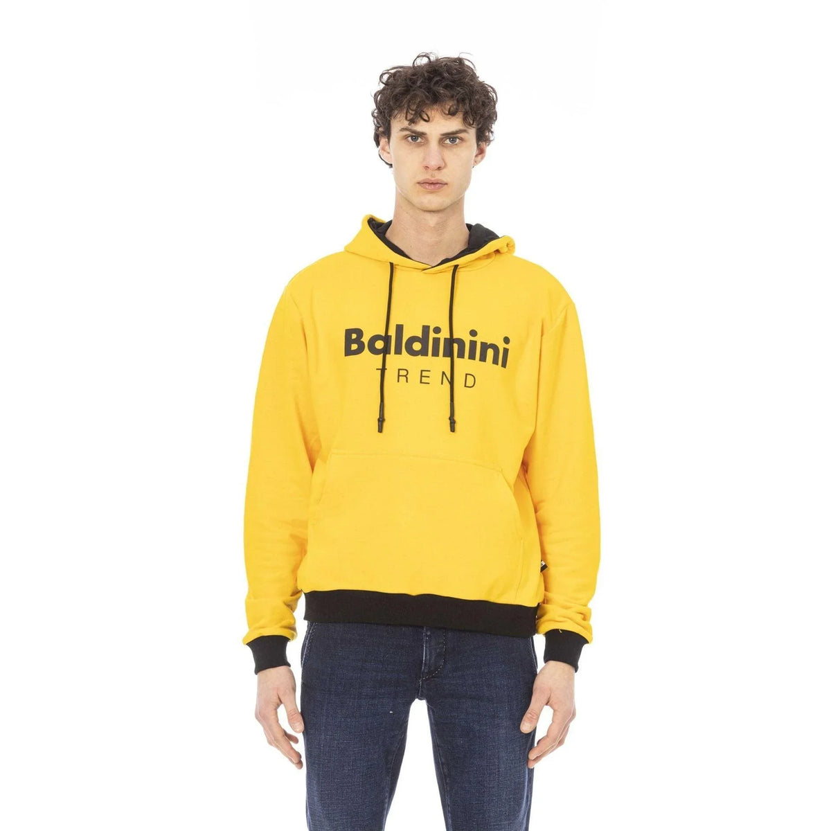 Men's hoodie Baldinini Trend Logo Lettering Pullover Yellow – main view
