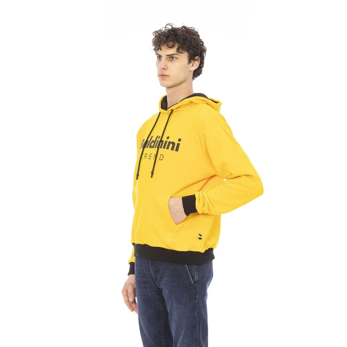 Men's hoodie Baldinini Trend Logo Lettering Pullover Yellow – view 2