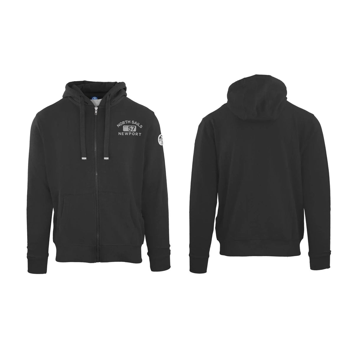 Men's hoodie North Sails Full-Zip Logo Kangaroo Pocket Black – main view