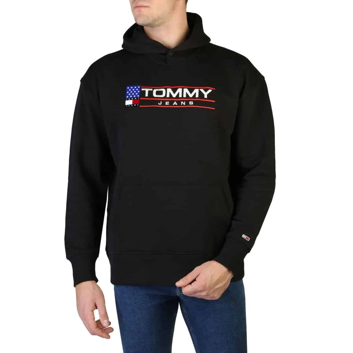 Men's hoodie Tommy Hilfiger Logo Kangaroo Pocket Black – main view