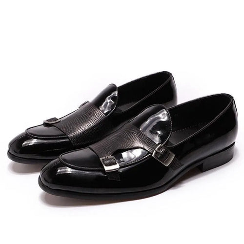 Men's Patent Leather Monk Strap Loafers – Loafers | GUOCALI