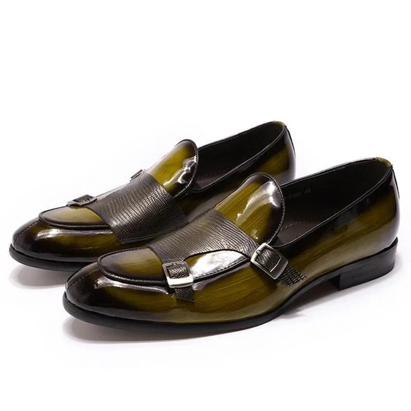 Men's Patent Leather Monk Strap Loafers – Loafers | GUOCALI – view 2