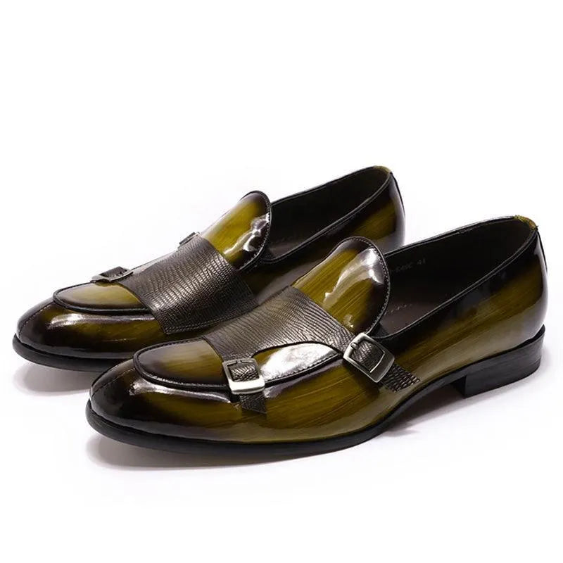 Men's Patent Leather Monk Strap Loafers – Loafers | GUOCALI – view 6