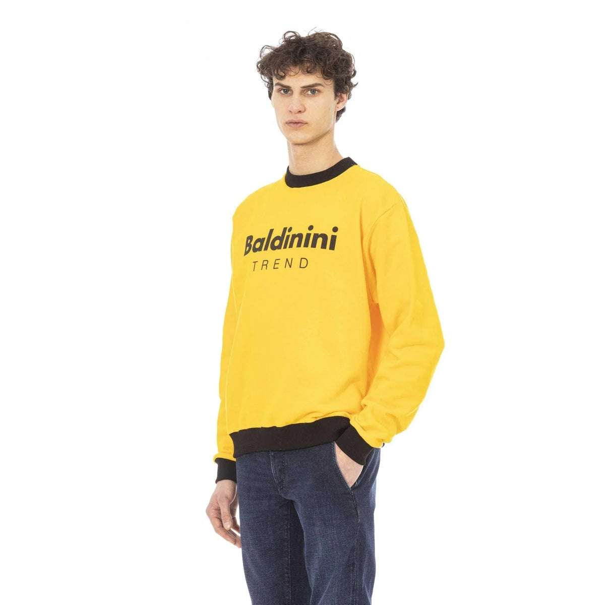 Men's sweatshirt Baldinini Trend Logo Crew Neck Cotton Yellow – view 2