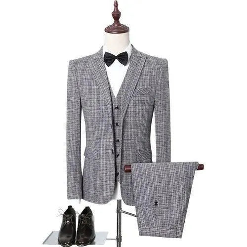 Men's Vintage Plaid Single-Breasted Three-Piece Suit – Pant Suit | GUOCALI – view 3