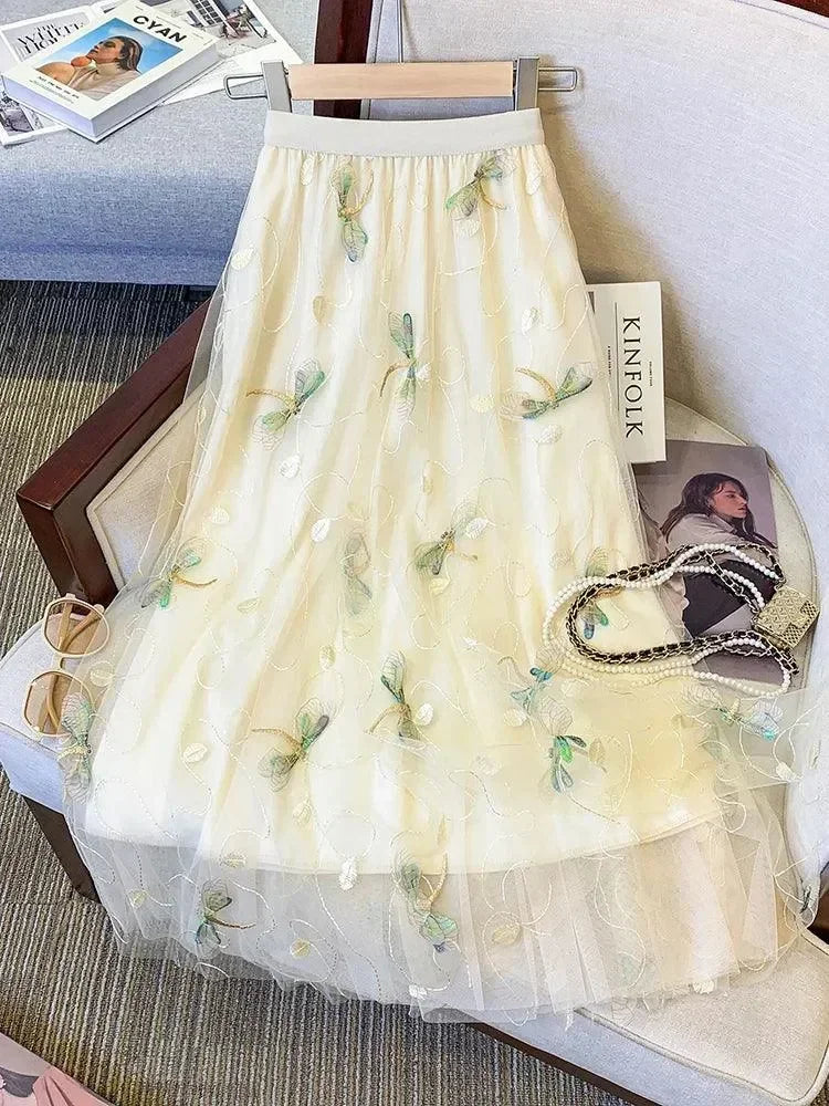 Mesh Skirt Fairy Style A-Line -Guocali