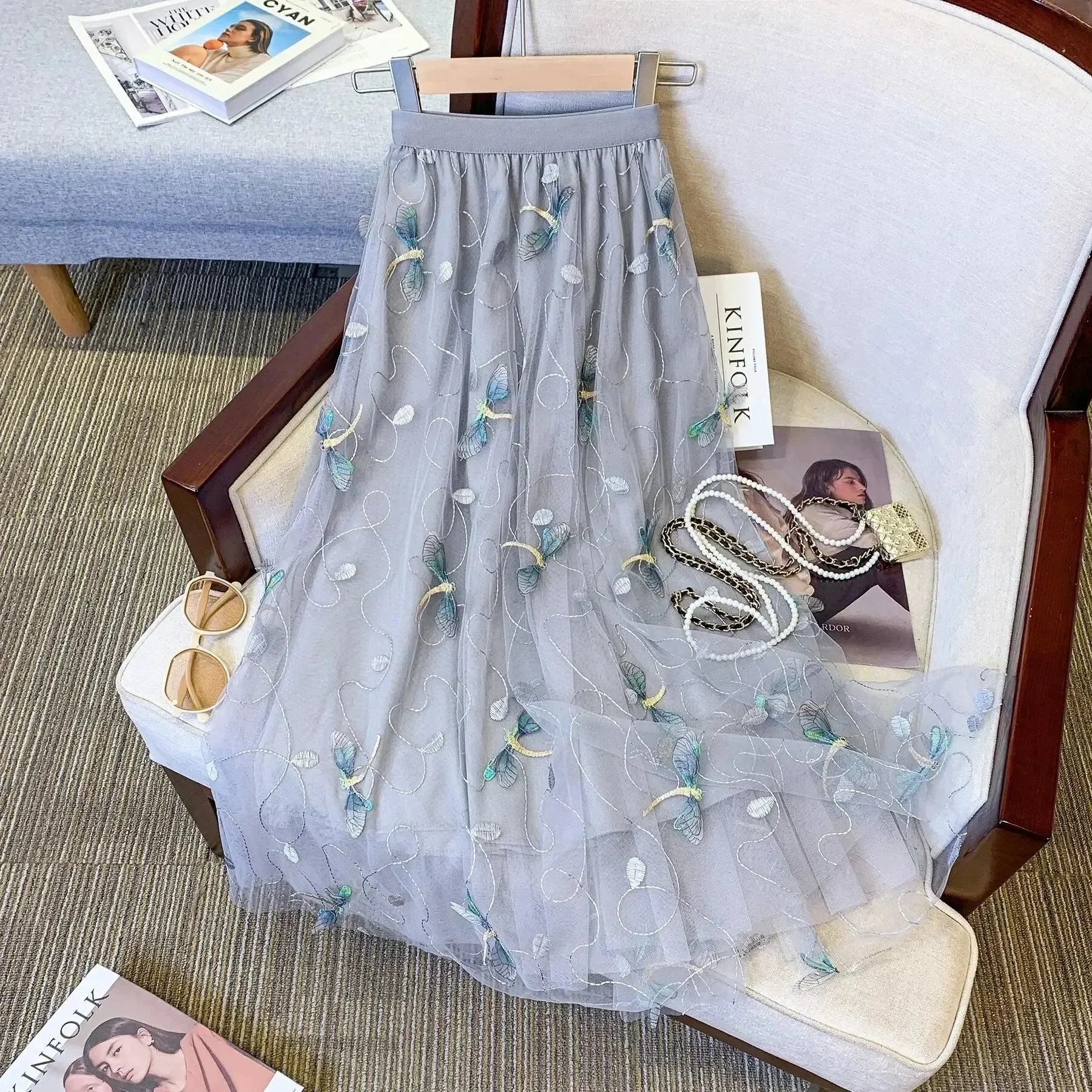 Mesh Skirt Fairy Style A-Line -Guocali