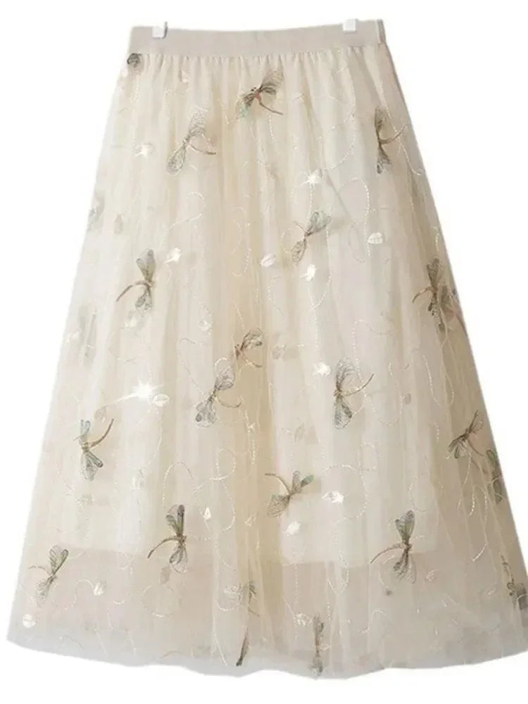 Mesh Skirt Fairy Style A-Line -Guocali