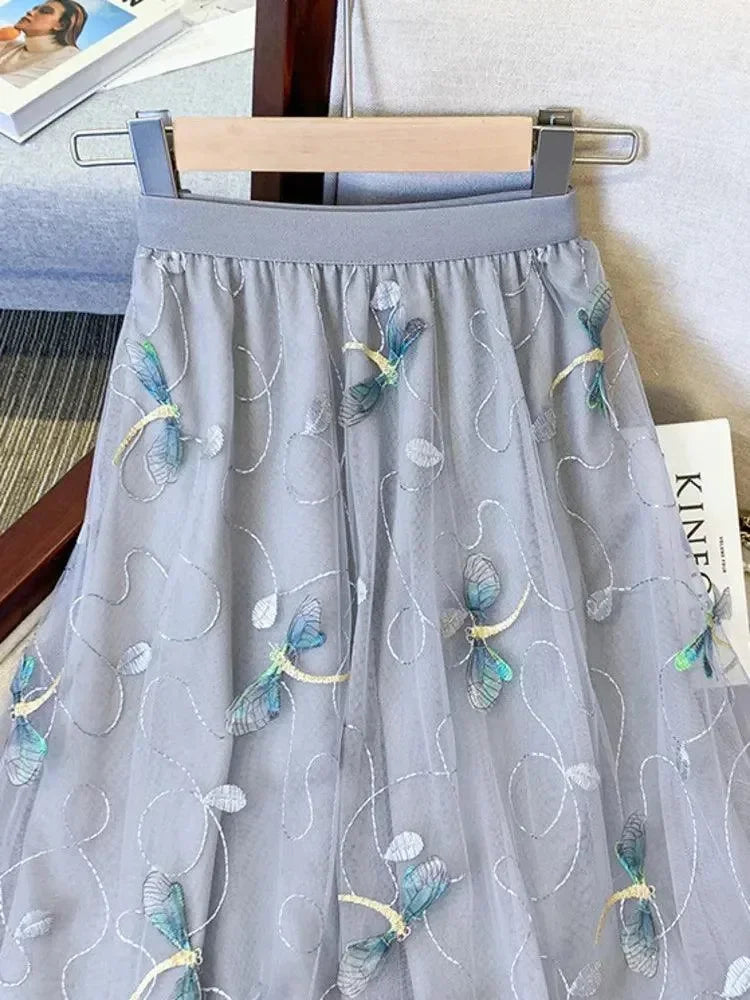 Mesh Skirt Fairy Style A-Line -Guocali
