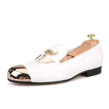 Metal Skull Buckle Men Loafers - Men Shoes -Guocali