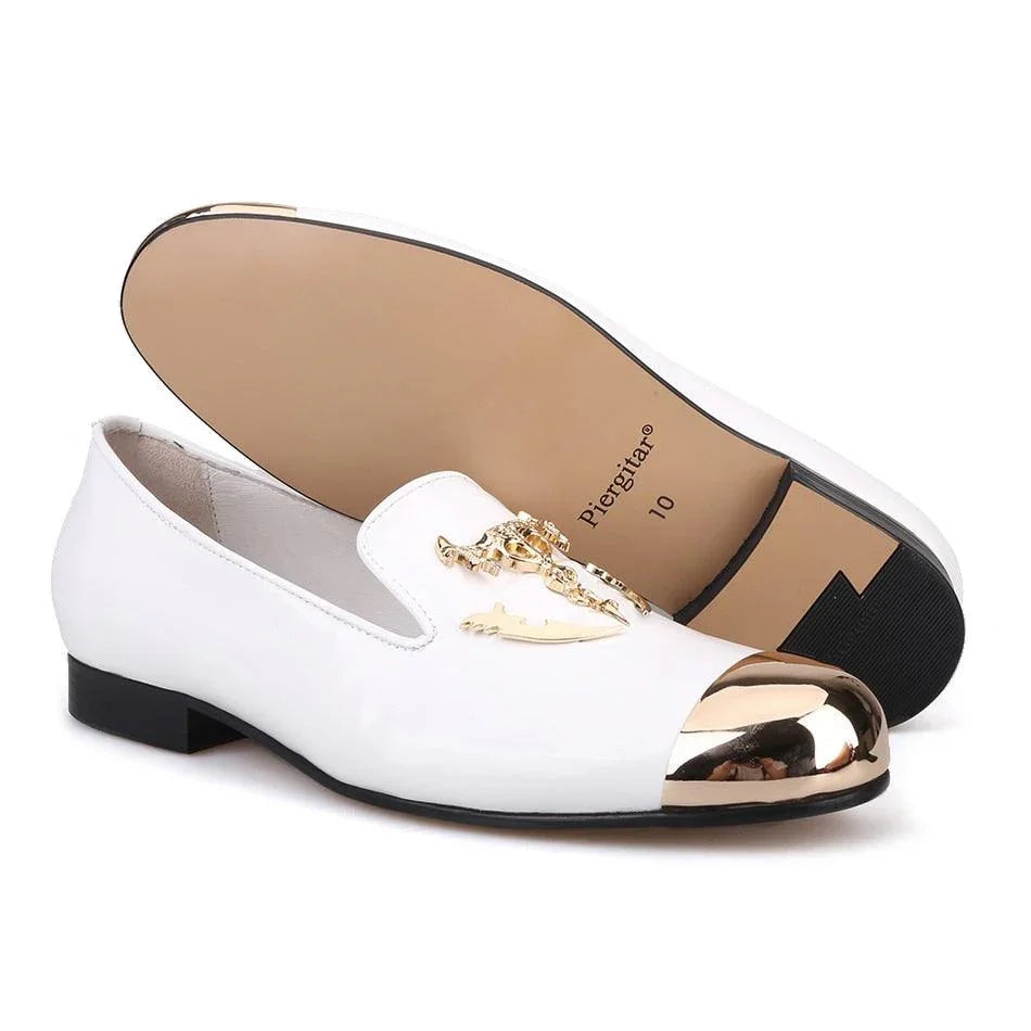 Metal Skull Buckle Men Loafers - Men Shoes -Guocali