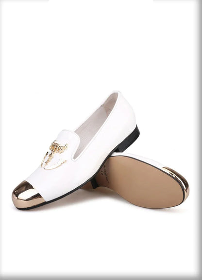 Metal Skull Buckle Men Loafers - Men Shoes -Guocali