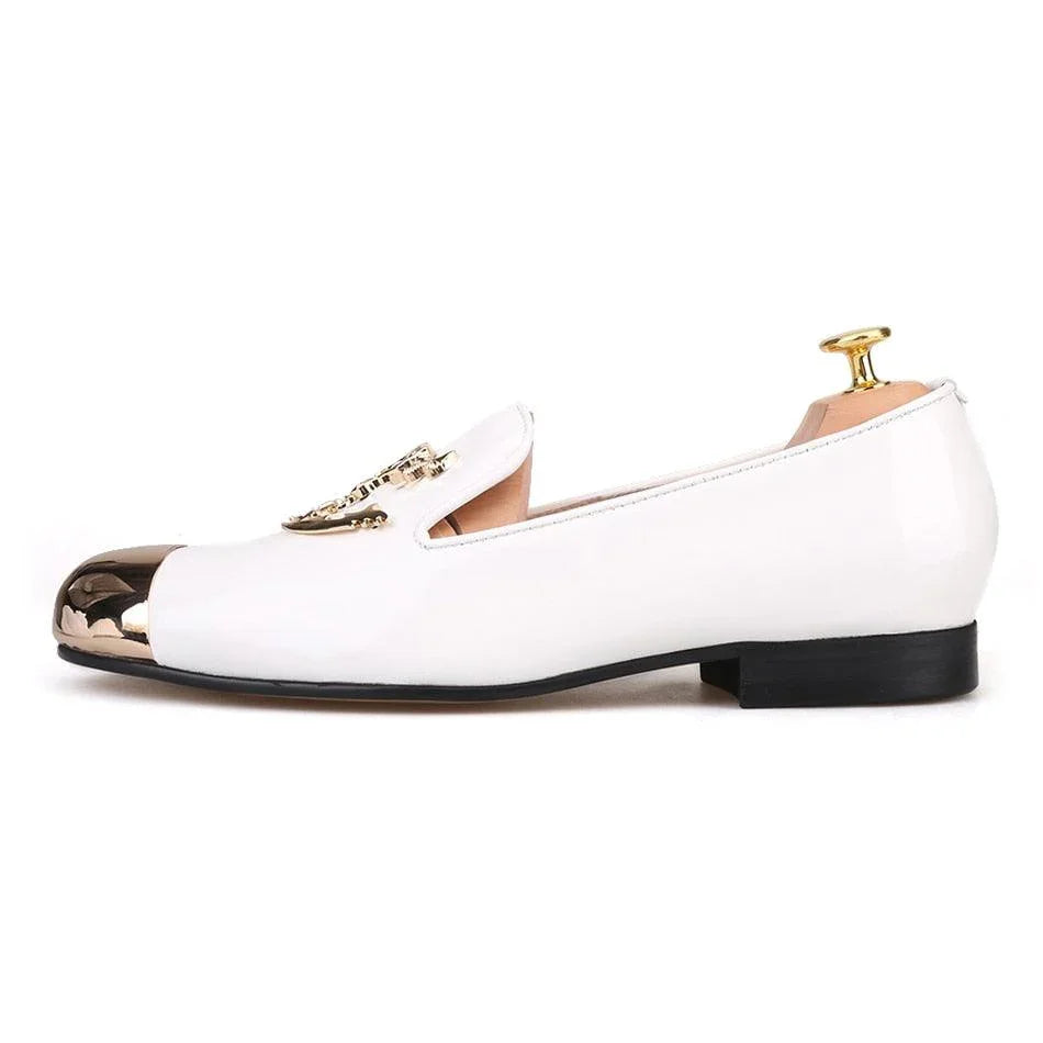 Metal Skull Buckle Men Loafers - Men Shoes -Guocali