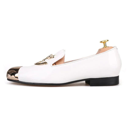 Metal Skull Buckle Men Loafers - Men Shoes -Guocali