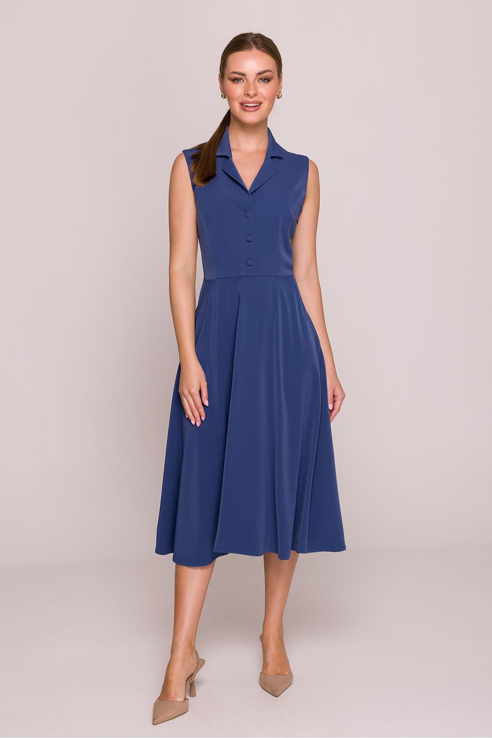 Midi Wedding Guest Dress – V-Neck, Fit-and-Flare – Daydress | GUOCALI – view 5
