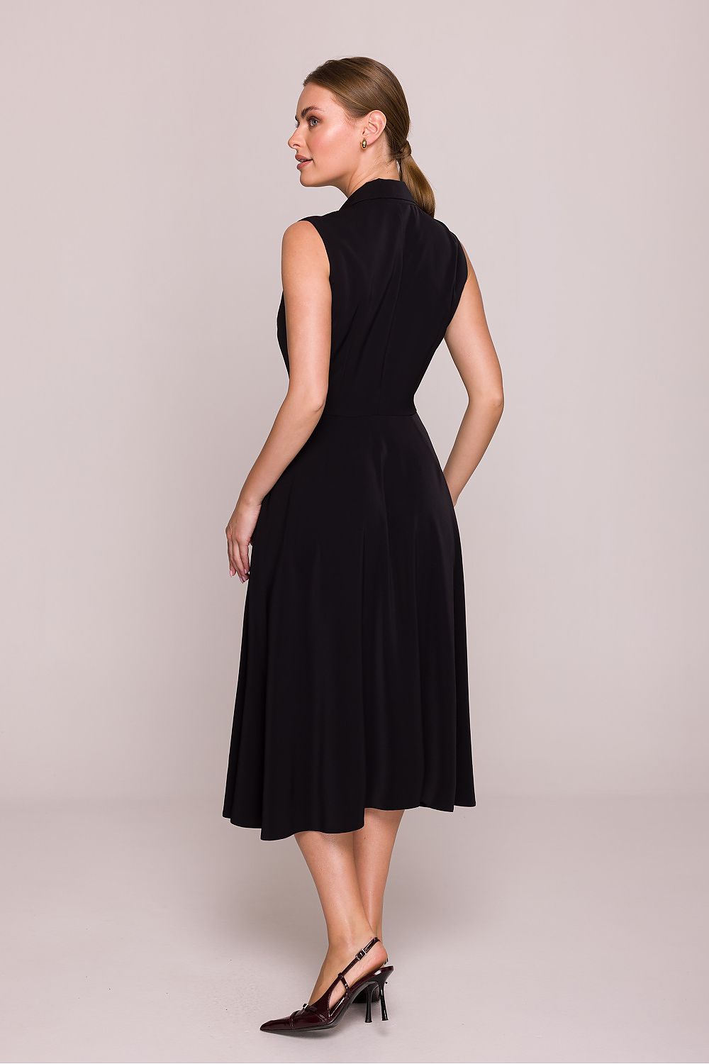 Midi Wedding Guest Dress – V-Neck, Fit-and-Flare – Daydress | GUOCALI – view 8