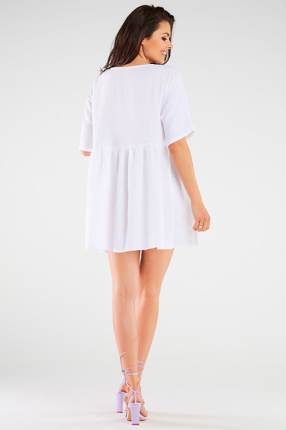 Mini Shirt Dress – V-Neck – Daydress | GUOCALI – view 3