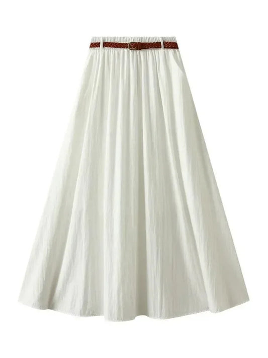 Minimalist A-Line Skirt with Belt -Guocali