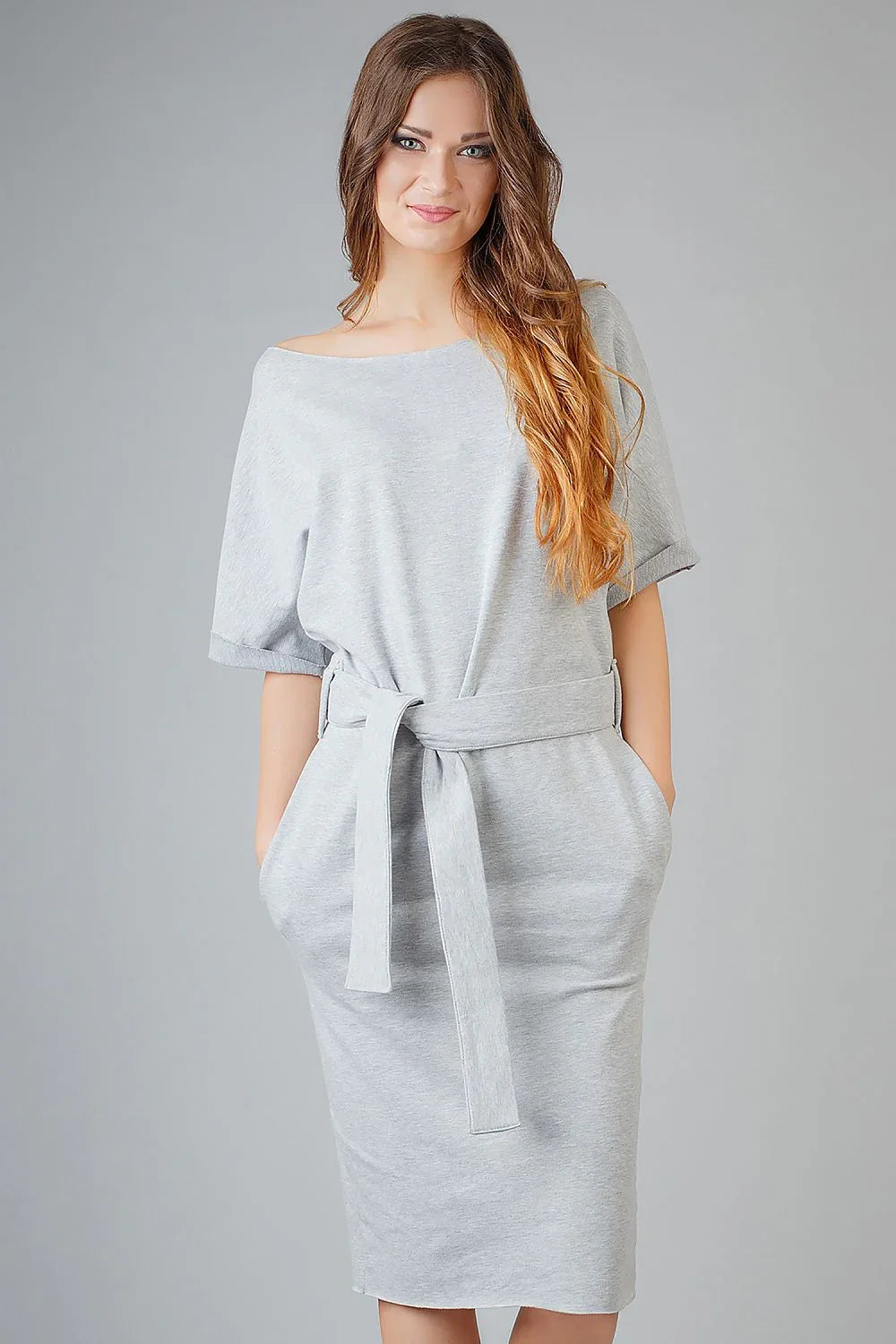 Minimalist Boat Neck Short Sleeves Day Dress