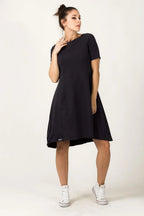 Minimalist Boat Neck Short Sleeves Day Dress